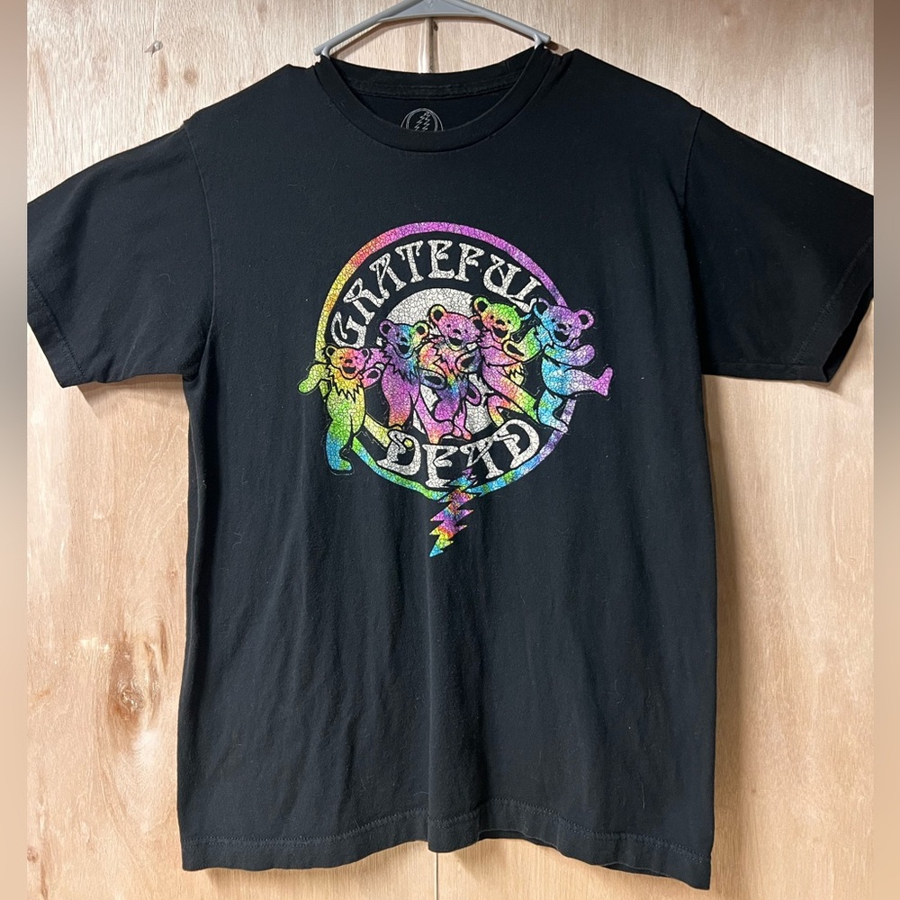 Grateful Dead Tie Dye Dancing Bears Rock Band Black T Shirt Size Mens M